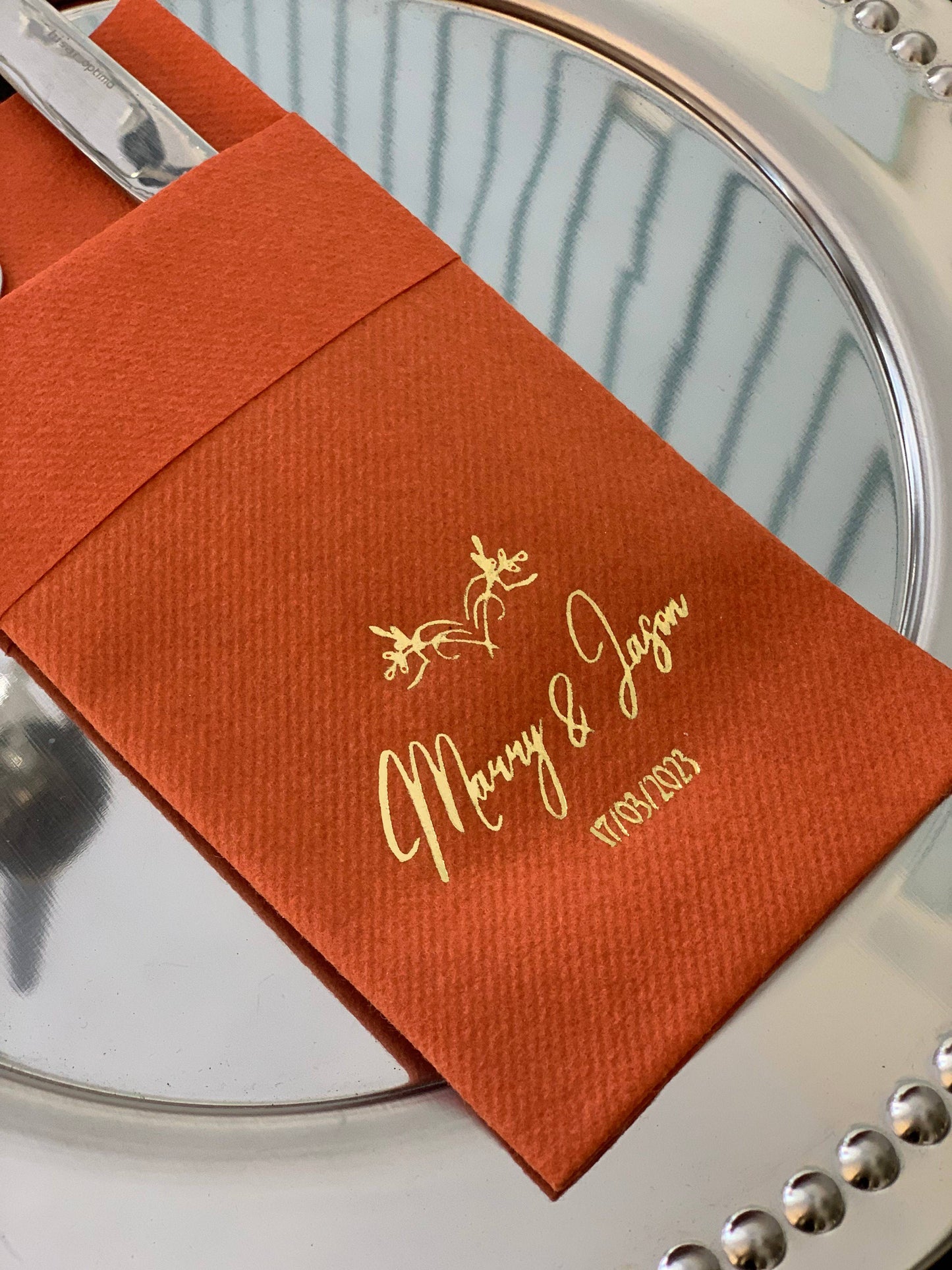 Personalized Wedding Pocket Napkins, Wedding, Fabric Textured and Feels Like Linen, Servietten