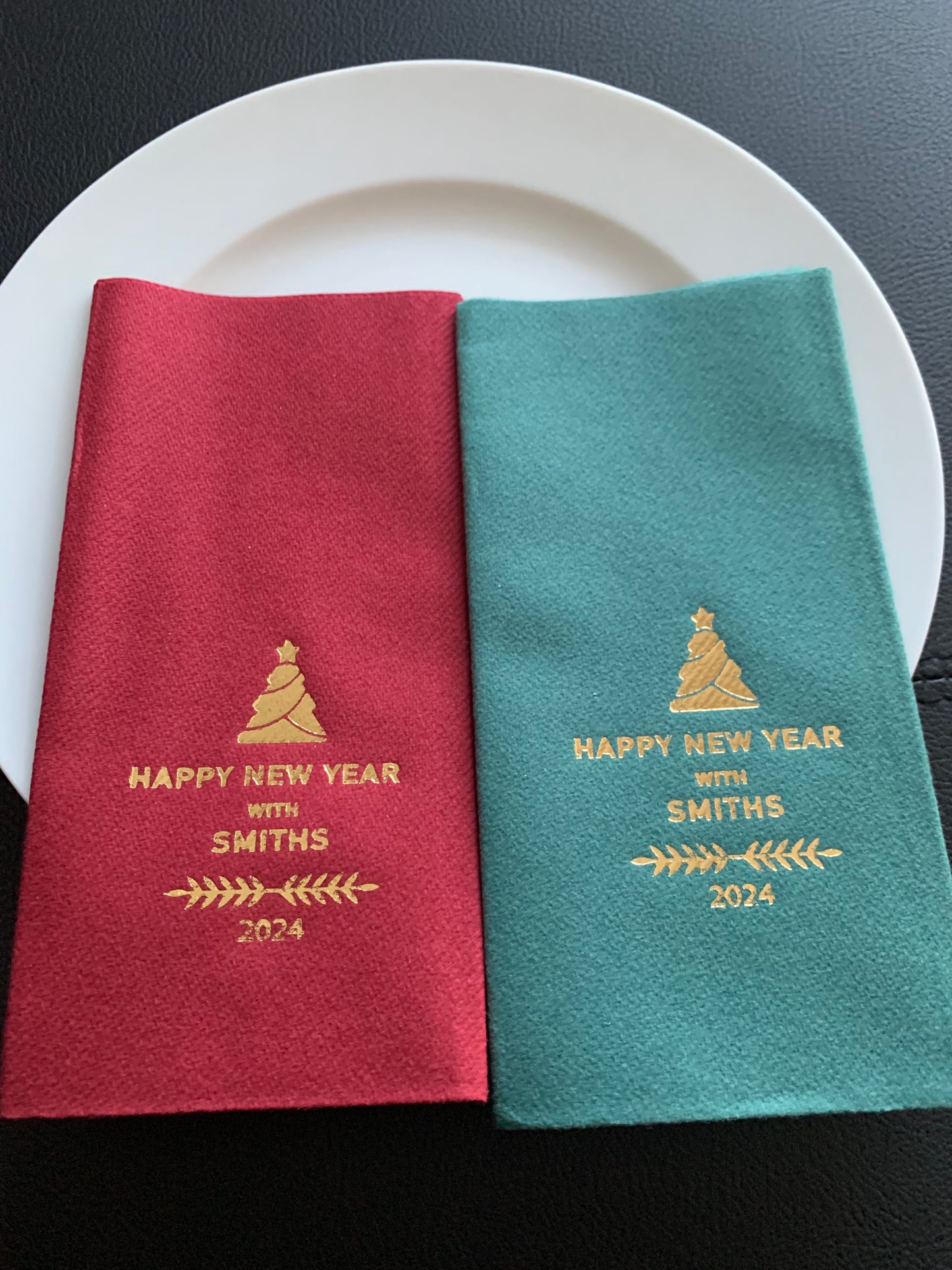 Personalized Christmas Napkins with Surname, Christmas Tree Napkin