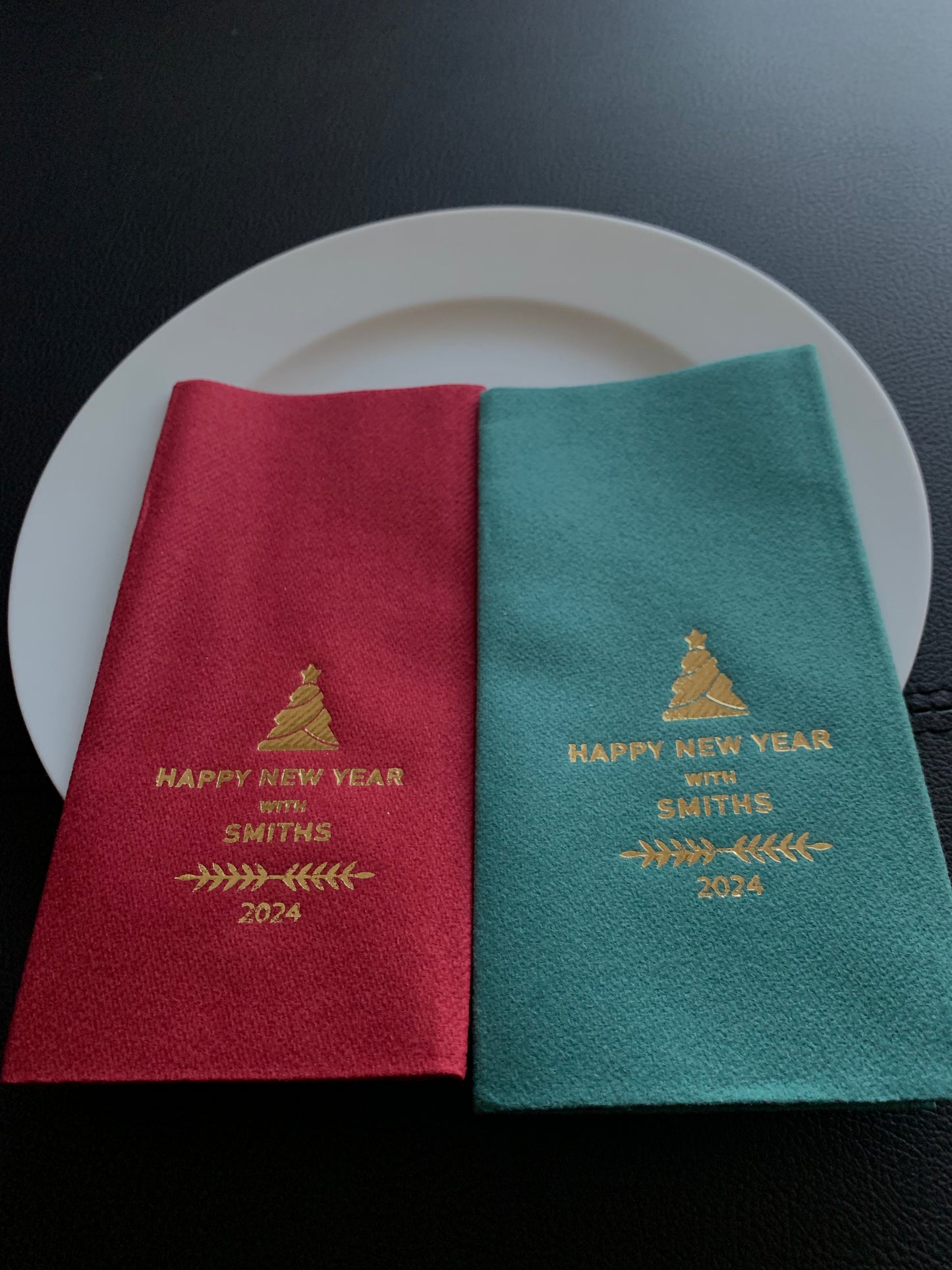 Personalized Christmas Napkins with Surname, Christmas Tree Napkin