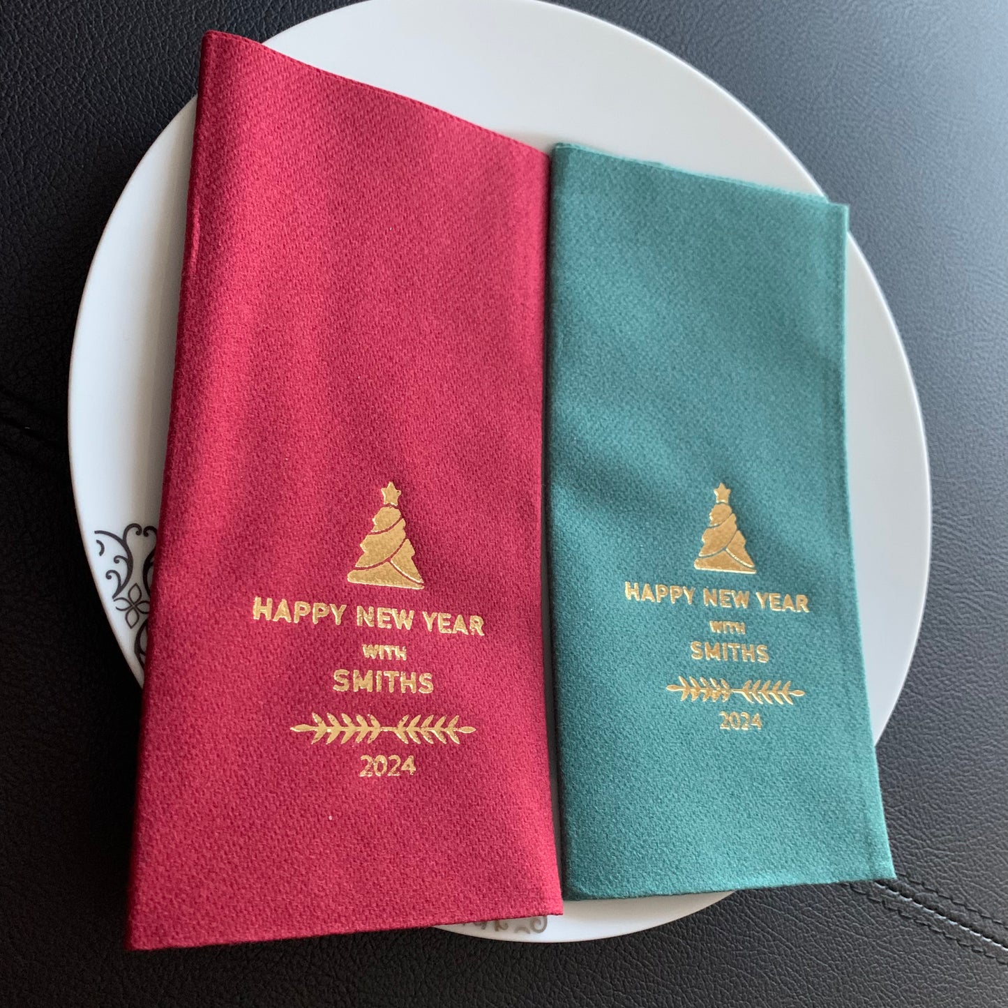 Personalized Christmas Napkins with Surname, Christmas Tree Napkin