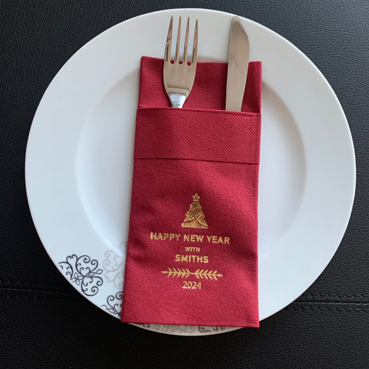 Personalized Christmas Pocket Napkins, Christmas Tree Napkin,