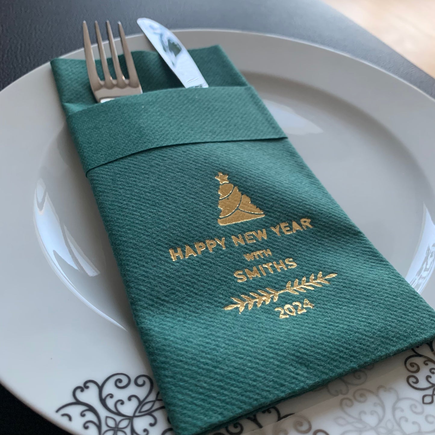 Personalized Christmas Pocket Napkins, Christmas Tree Napkin,