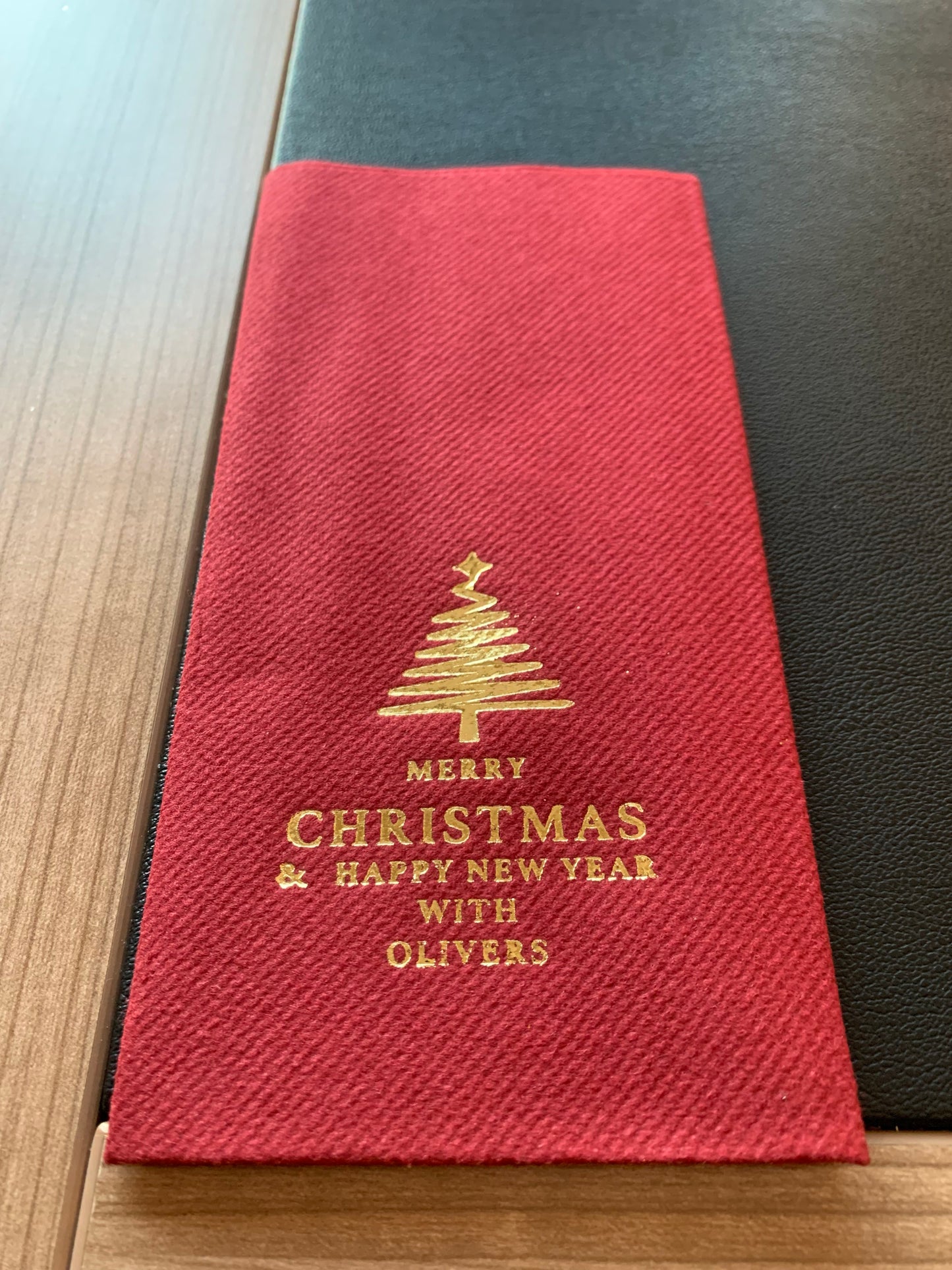 Personalized Christmas Napkins, Christmas Tree Napkin Bookfolded
