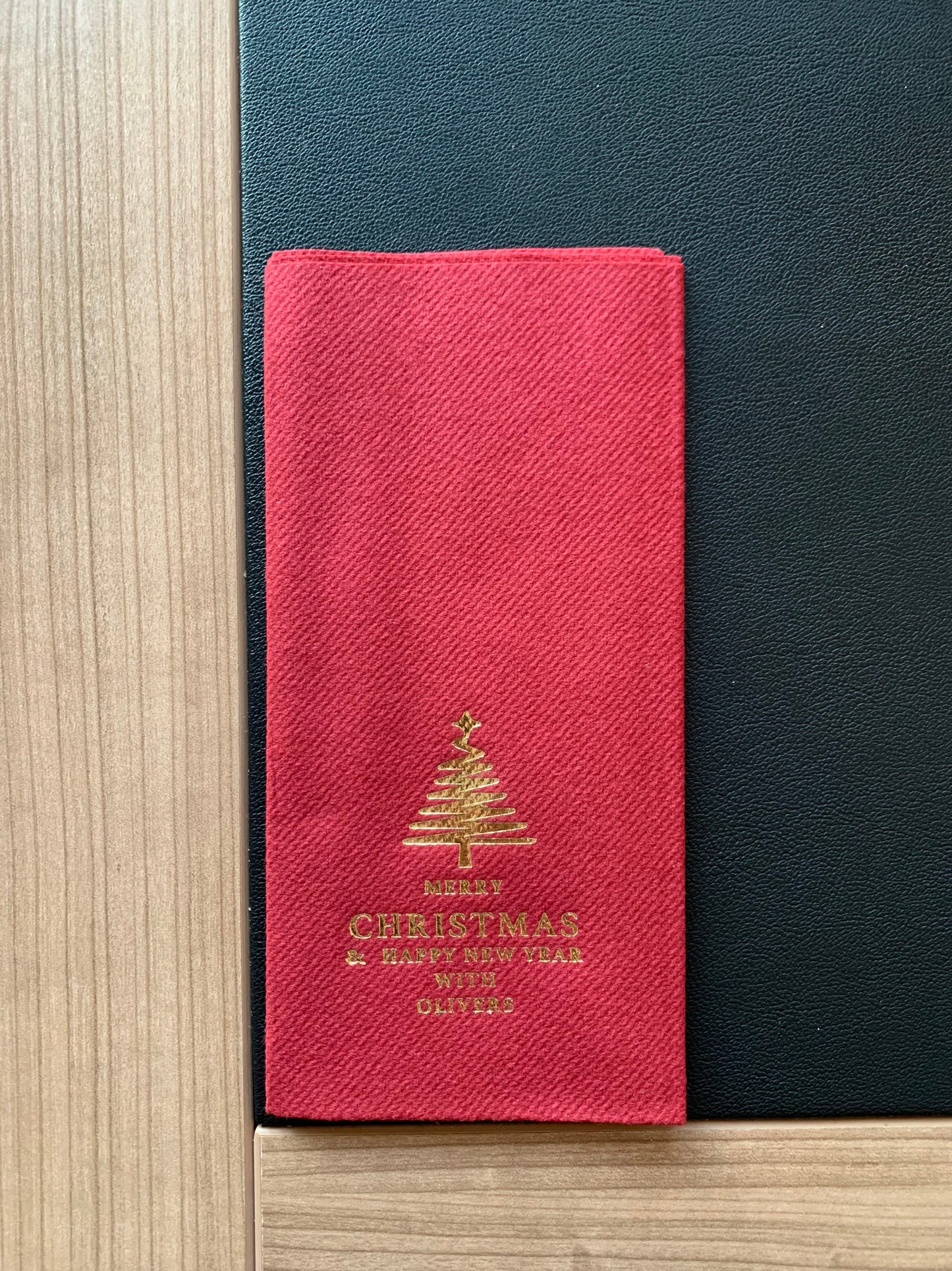 Personalized Christmas Napkins, Christmas Tree Napkin Bookfolded