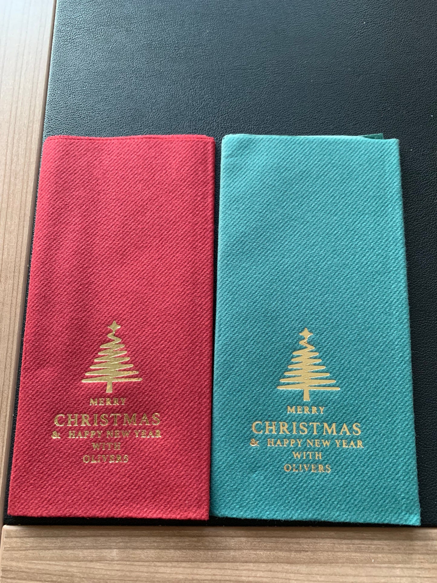 Personalized Christmas Napkins, Christmas Tree Napkin Bookfolded