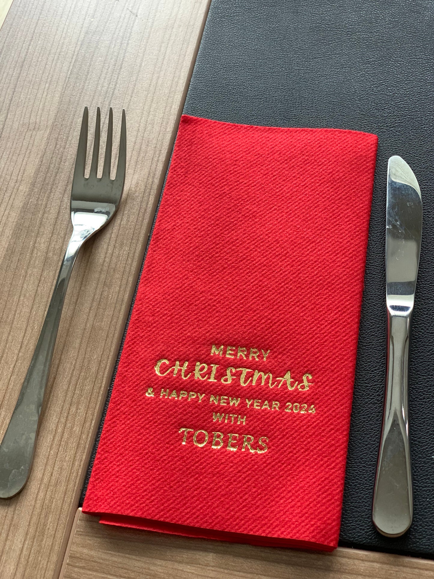 Personalized Christmas Napkins, Linen Like
