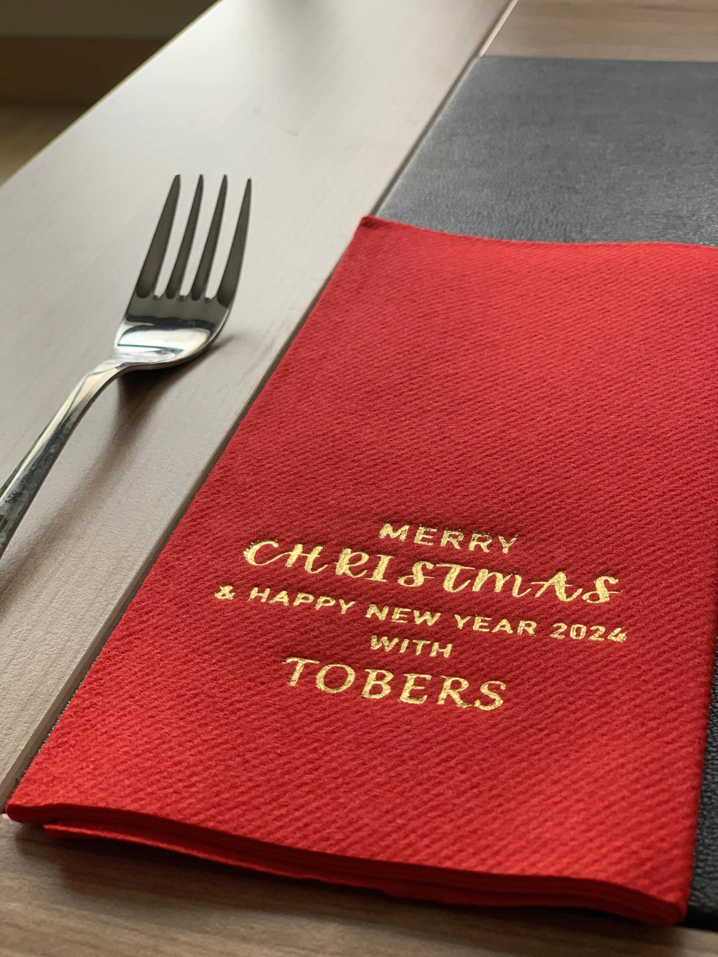 Personalized Christmas Napkins, Linen Like