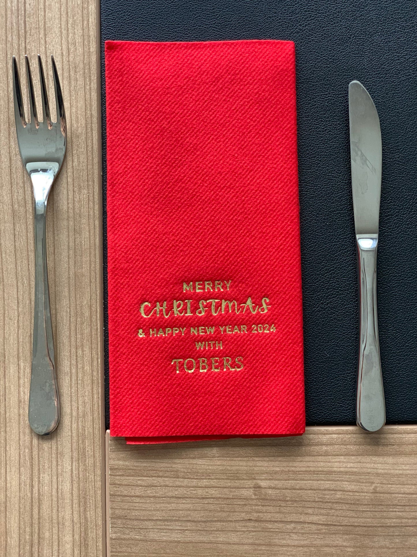 Personalized Christmas Napkins, Linen Like