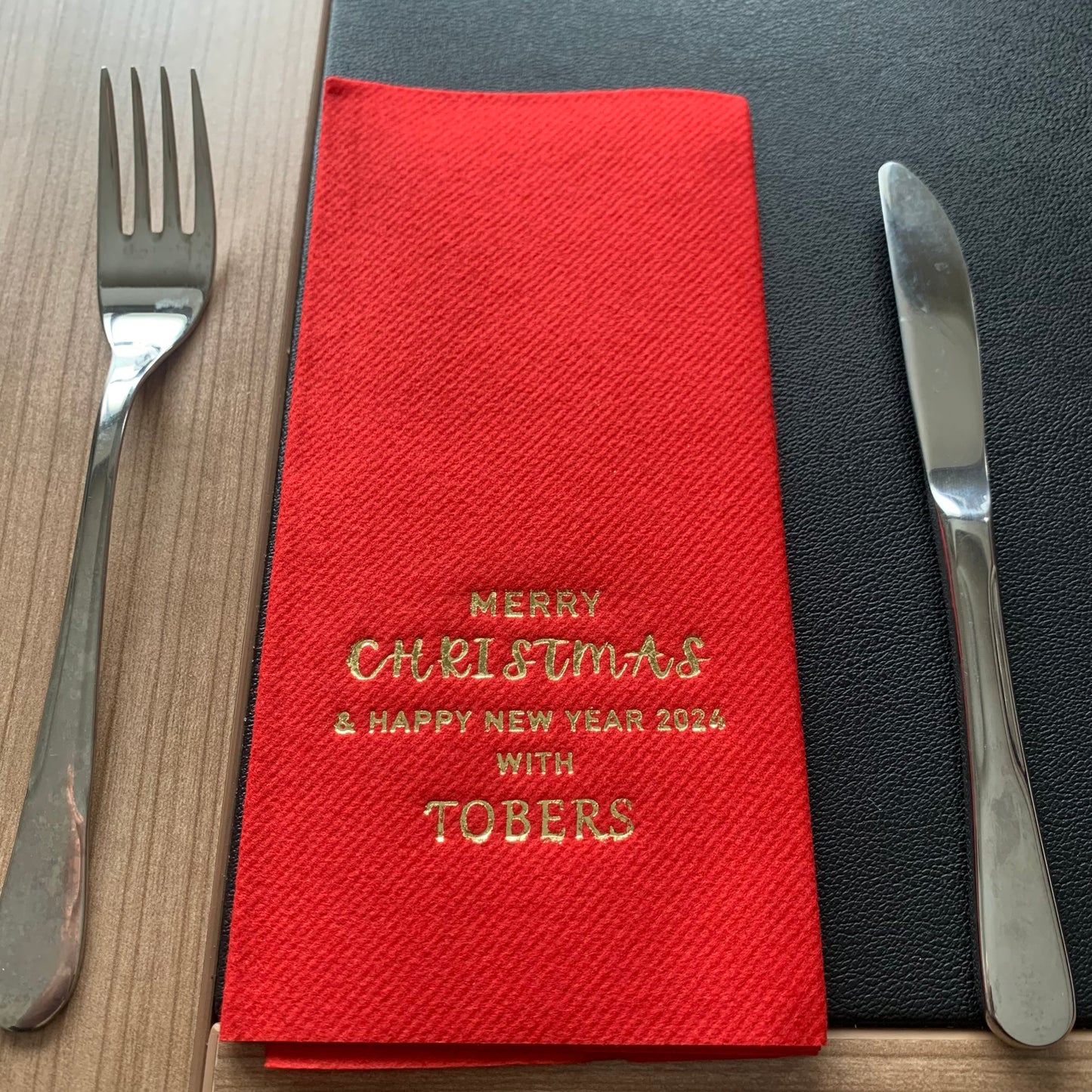 Personalized Christmas Napkins, Linen Like