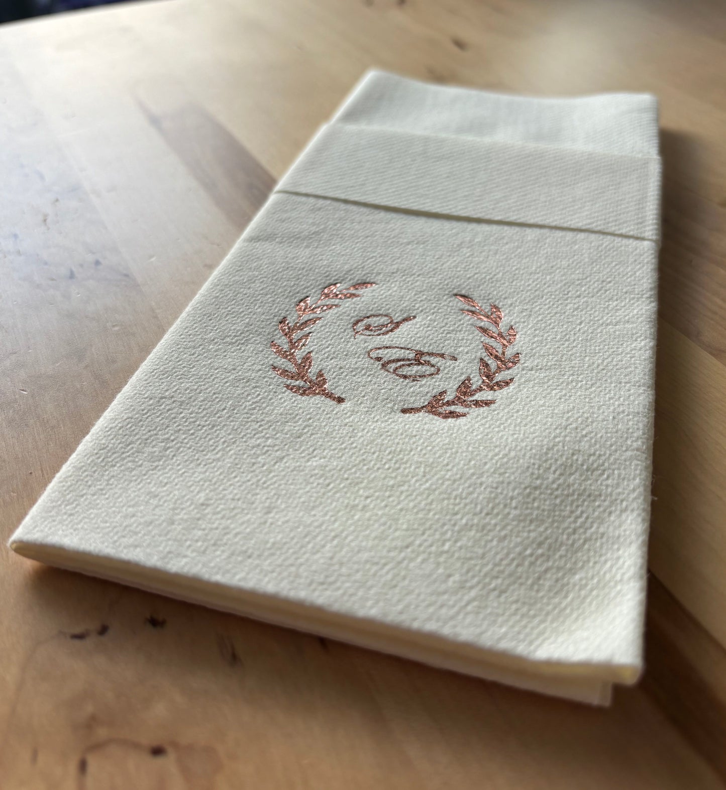 Personalized Wedding Pocket Napkins, with Letters and Branch