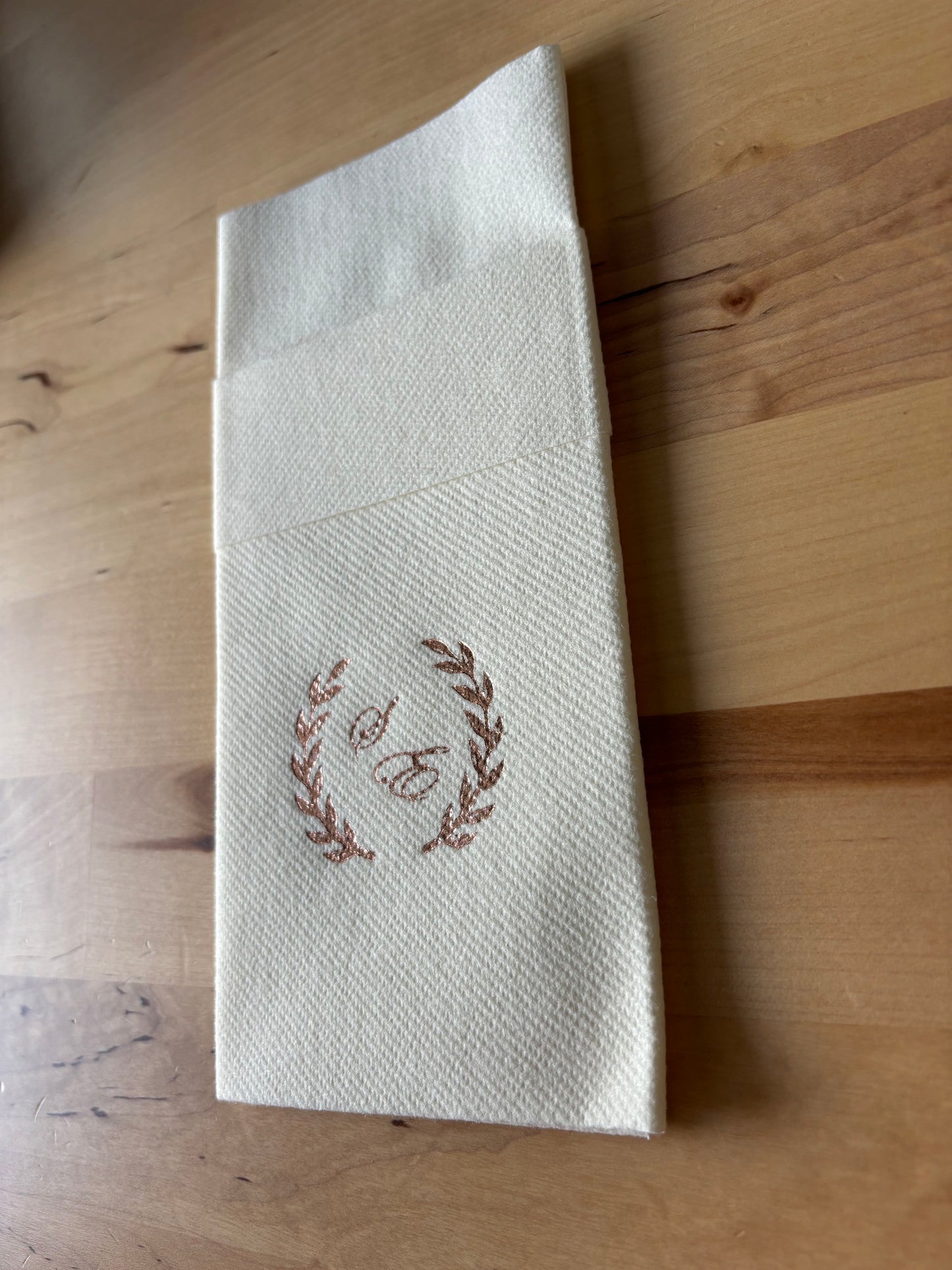 Personalized Wedding Pocket Napkins, with Letters and Branch
