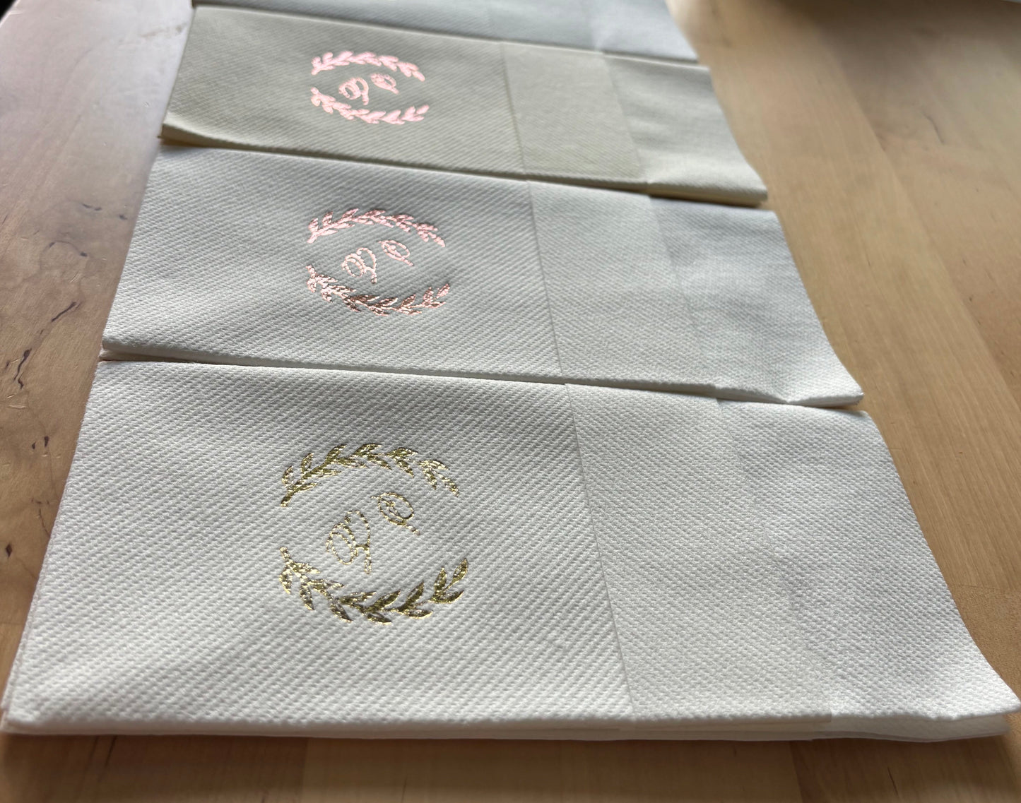 Personalized Wedding Pocket Napkins, with Letters and Branch