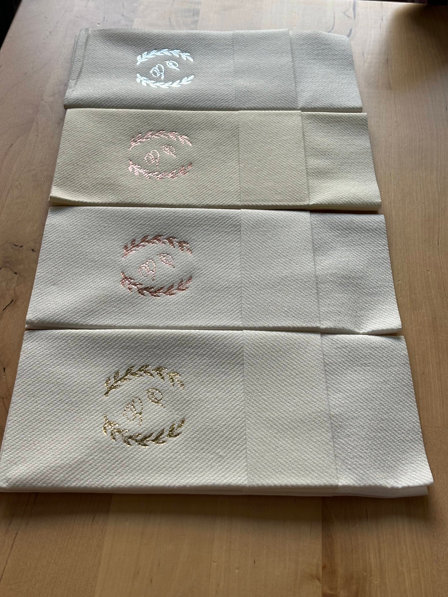Personalized Wedding Pocket Napkins, with Letters and Branch