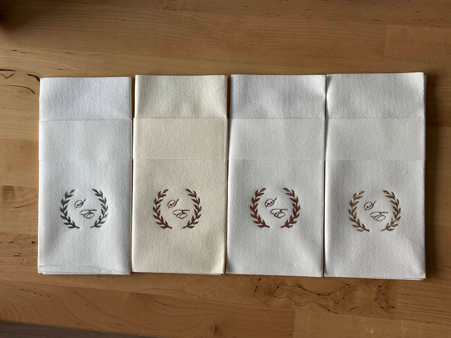 Personalized Wedding Pocket Napkins, with Letters and Branch