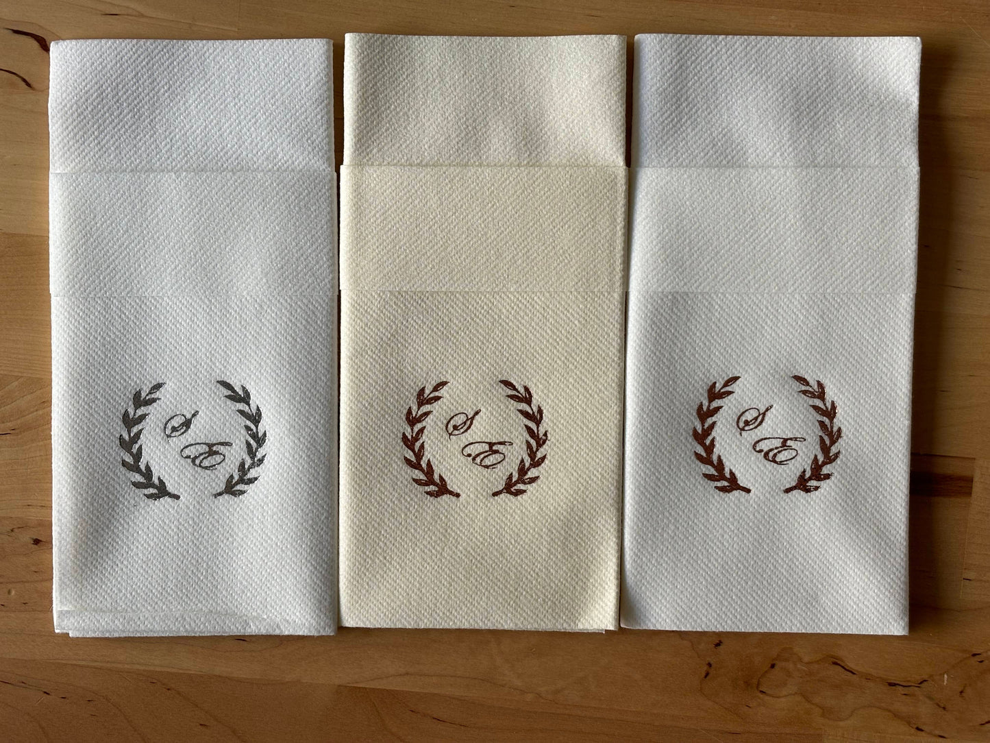 Personalized Wedding Pocket Napkins, with Letters and Branch