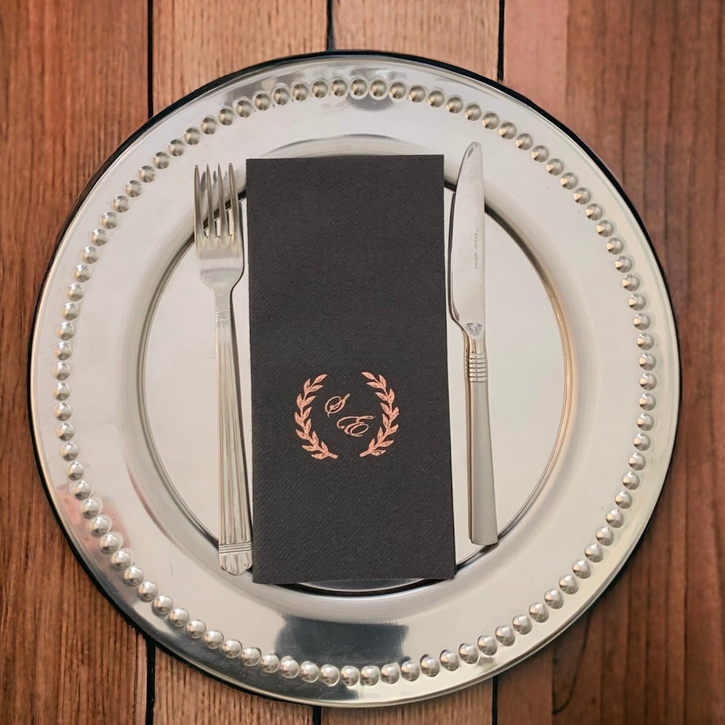 Personalized Wedding Napkins with Letters and Branch, Bookfold Napkin, Linen Like