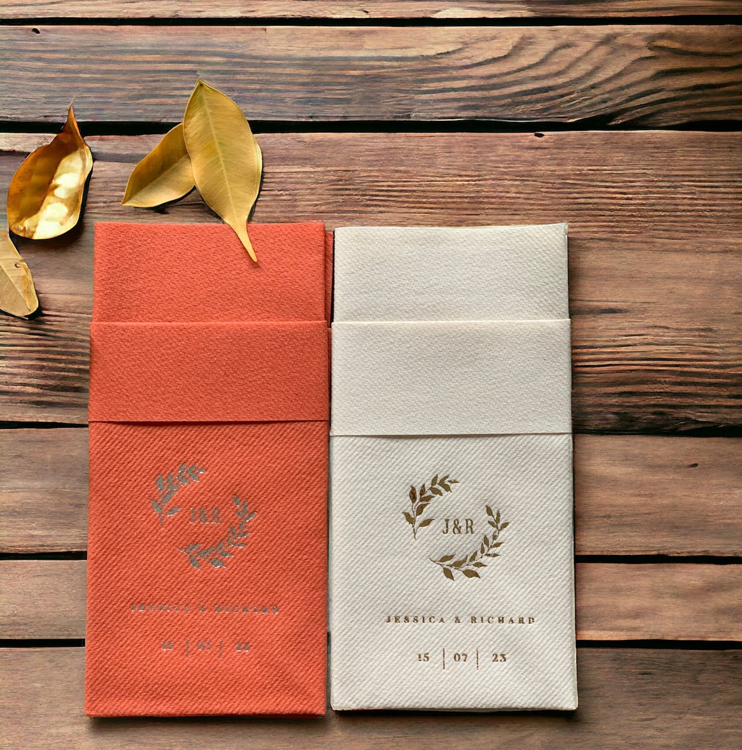 Personalized Pocket Wedding Napkins with Branch