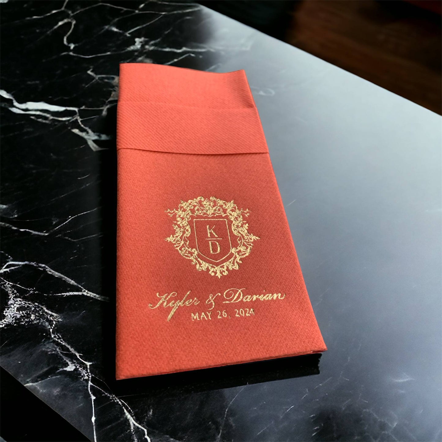 Personalized Pocket Wedding Napkins, Wedding, Feels Like Linen Monogram
