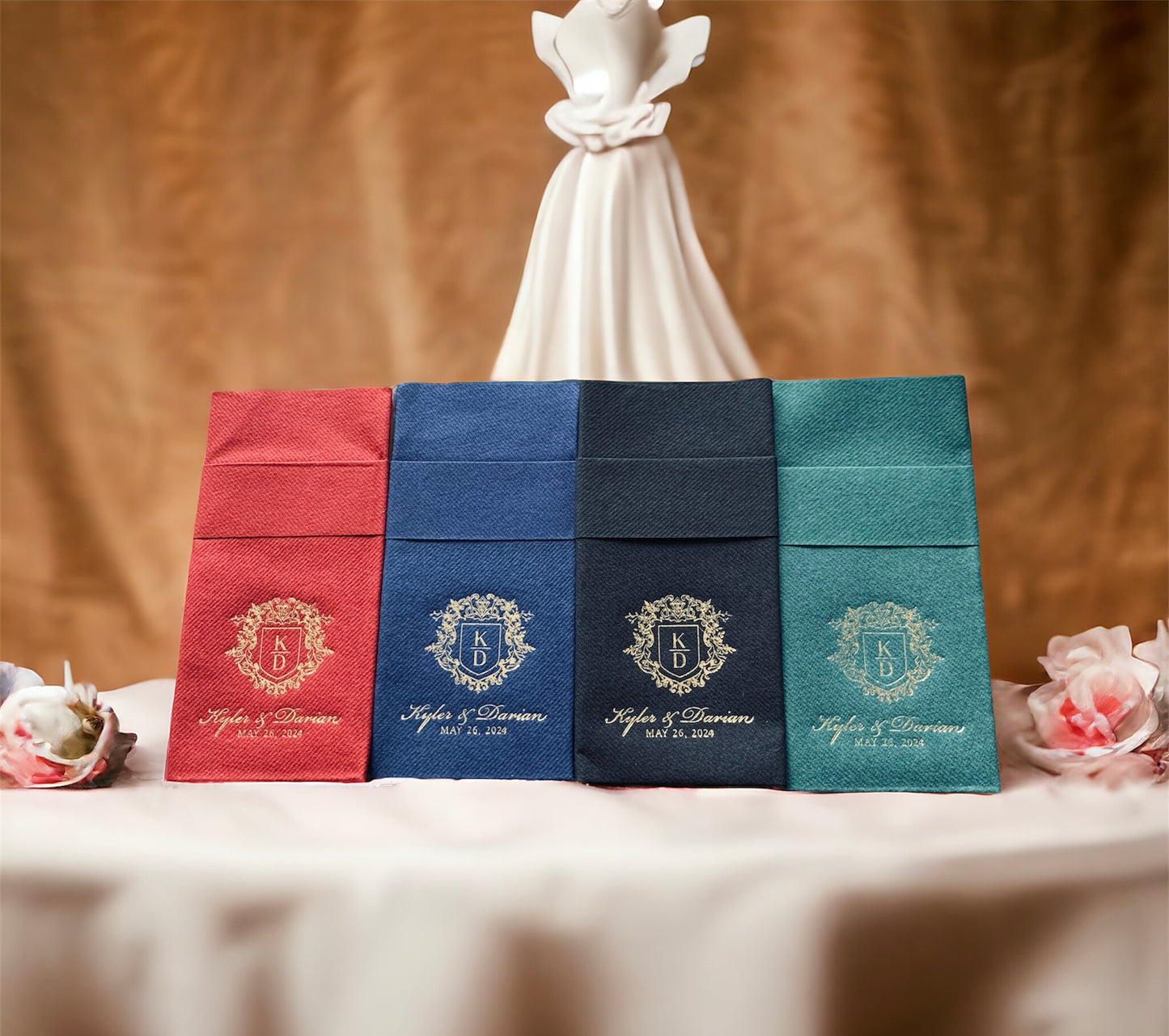 Personalized Pocket Wedding Napkins, Wedding, Feels Like Linen Monogram