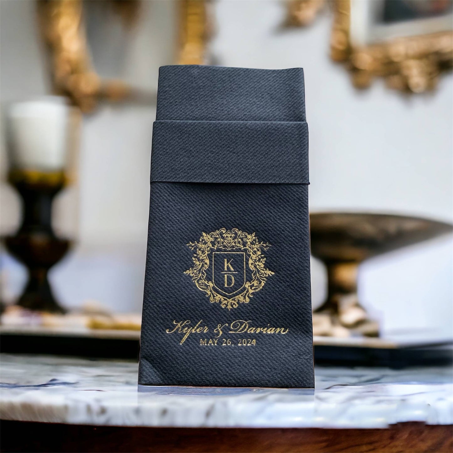 Personalized Pocket Wedding Napkins, Wedding, Feels Like Linen Monogram