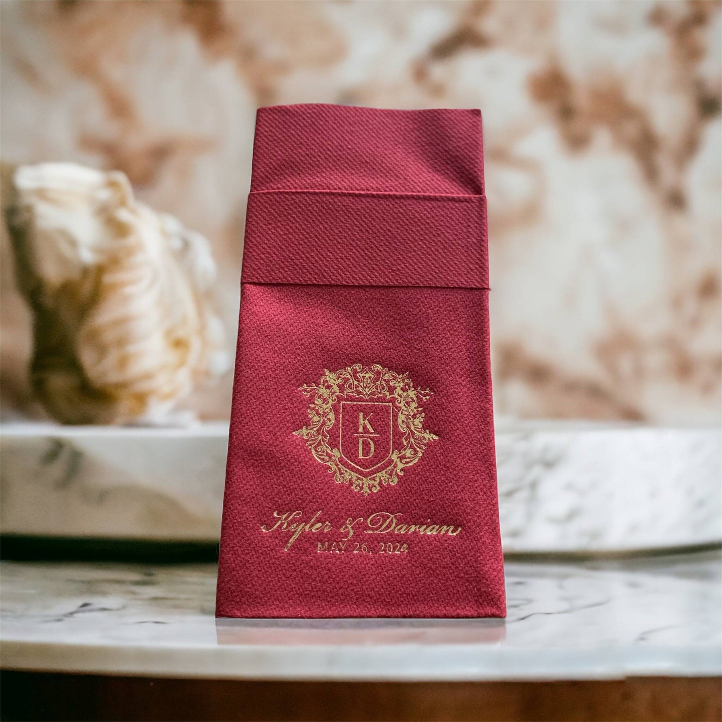 Personalized Pocket Wedding Napkins, Wedding, Feels Like Linen Monogram