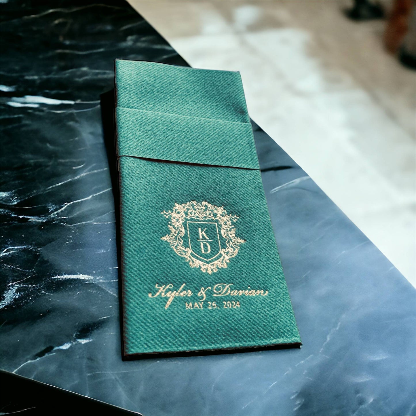 Personalized Pocket Wedding Napkins, Wedding, Feels Like Linen Monogram