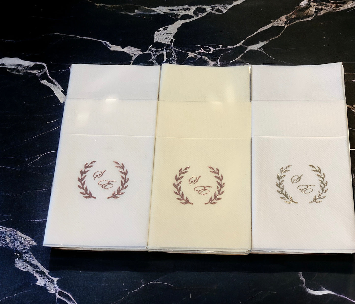 Personalized Wedding Pocket Napkins, with Letters and Branch