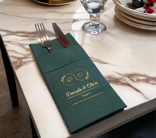 Personalized Pocket Wedding Napkins with Names and Letters