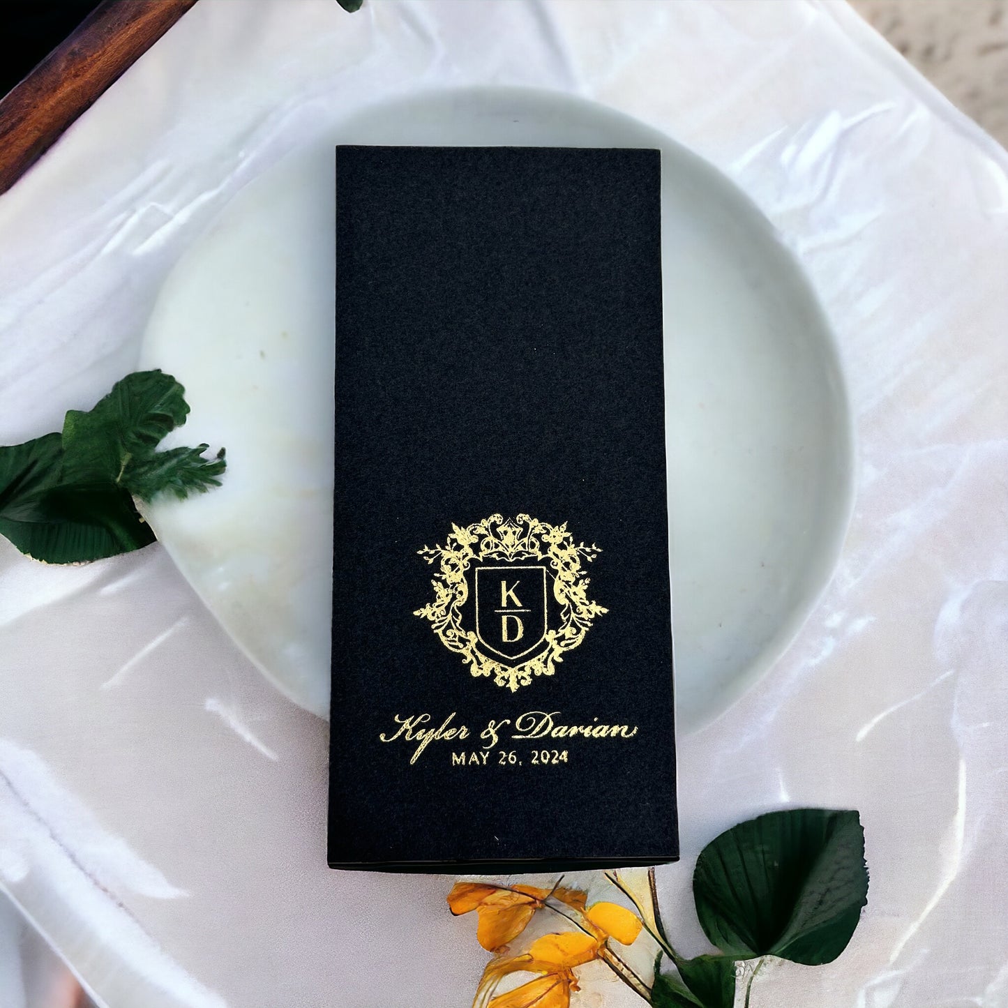 Two Letters Bookfold Napkins Personalized Wedding Napkins