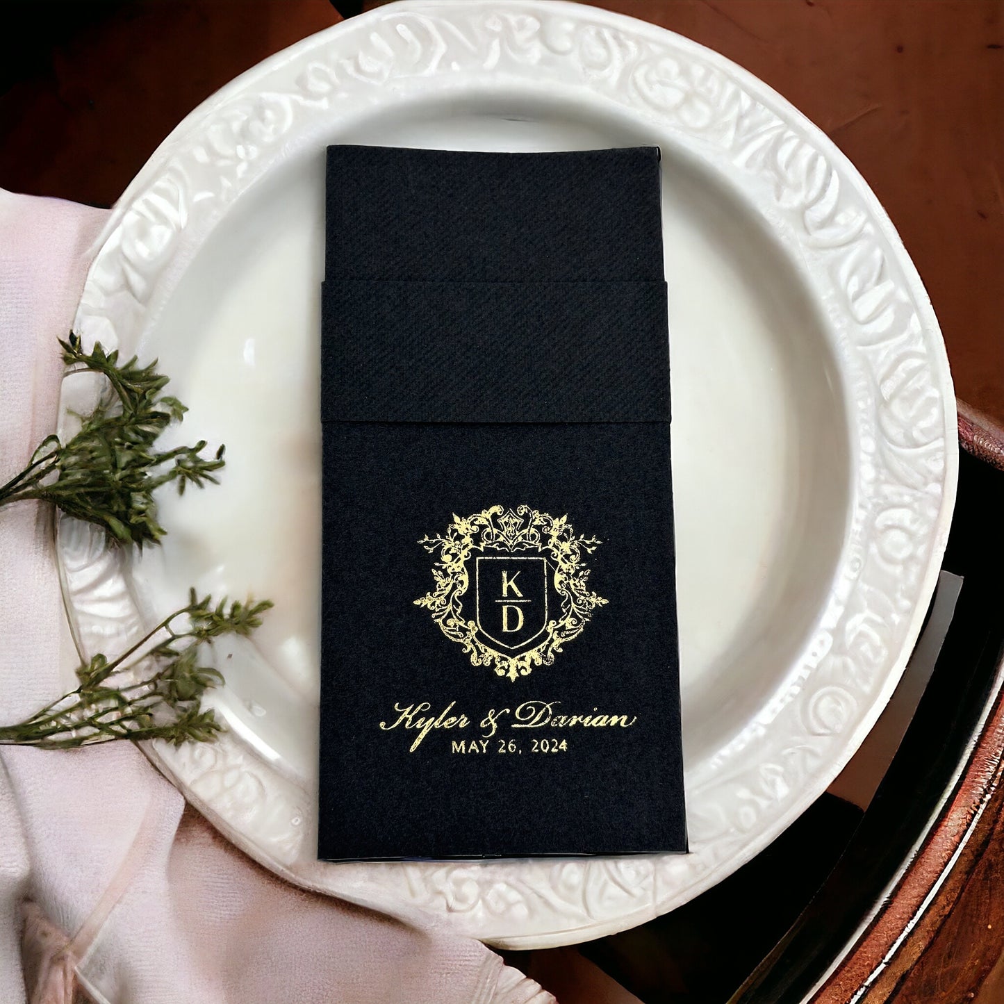 Personalized Pocket Wedding Napkins, Wedding, Feels Like Linen Monogram