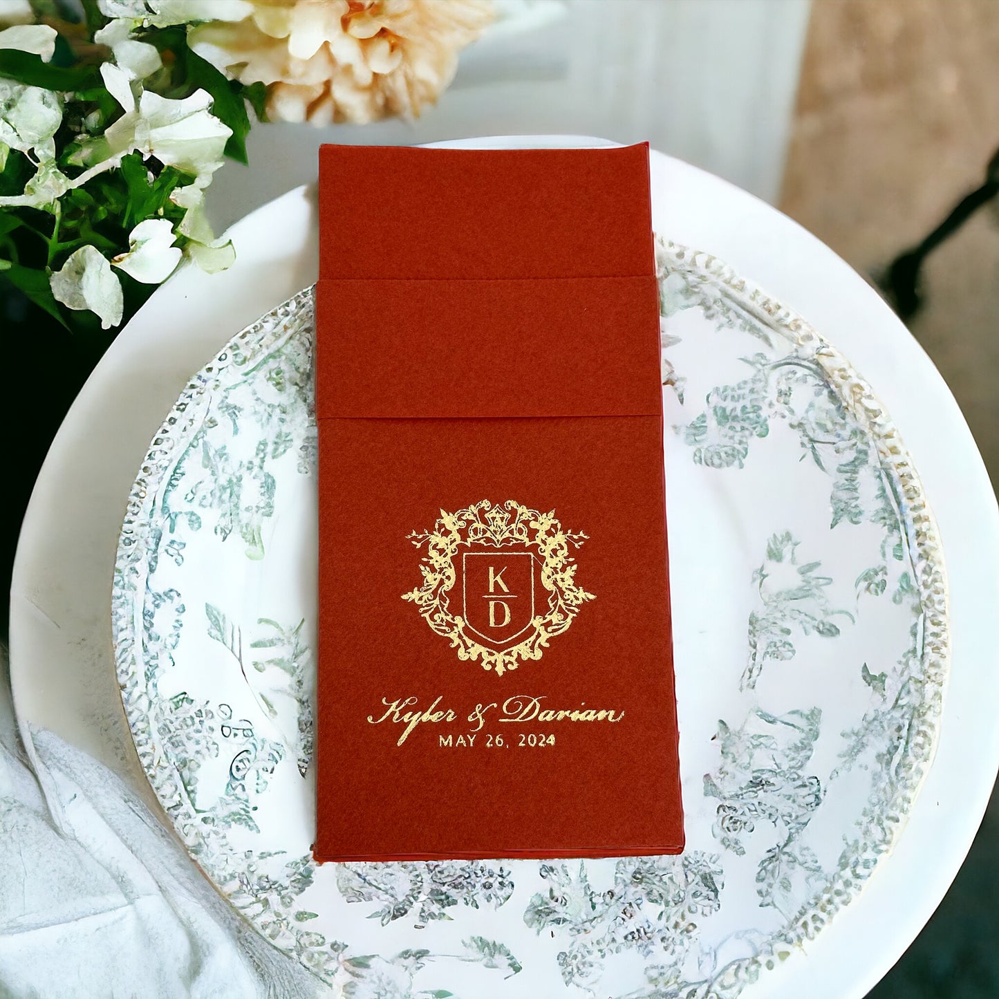 Personalized Pocket Wedding Napkins, Wedding, Feels Like Linen Monogram