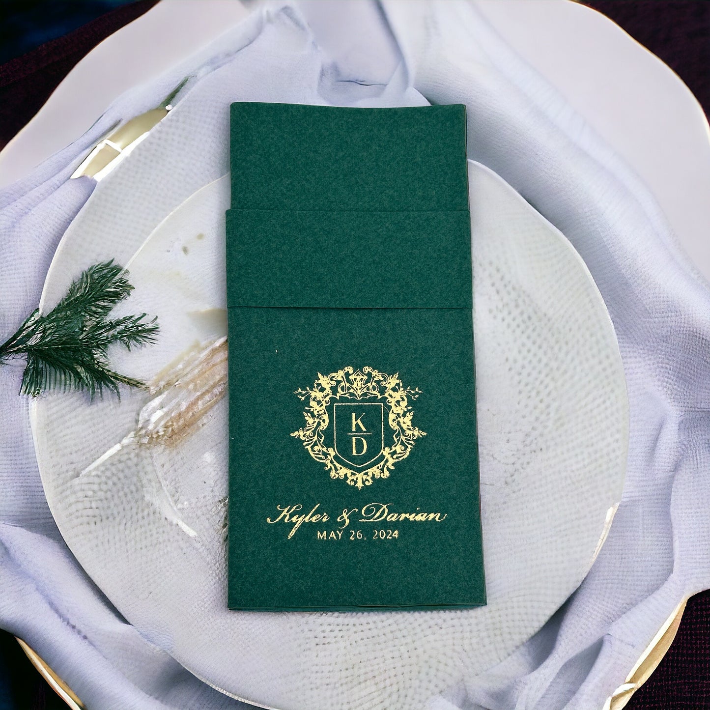 Personalized Pocket Wedding Napkins, Wedding, Feels Like Linen Monogram