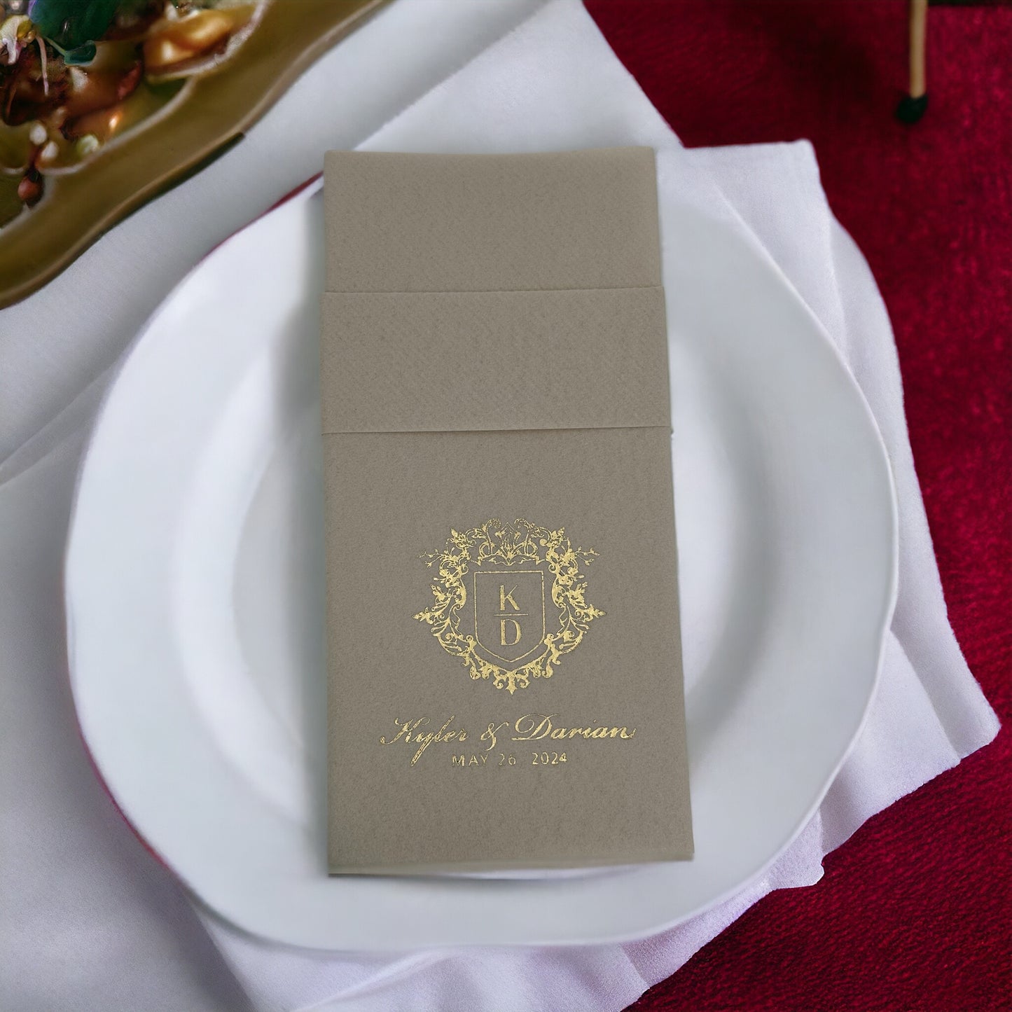 Personalized Pocket Wedding Napkins, Wedding, Feels Like Linen Monogram