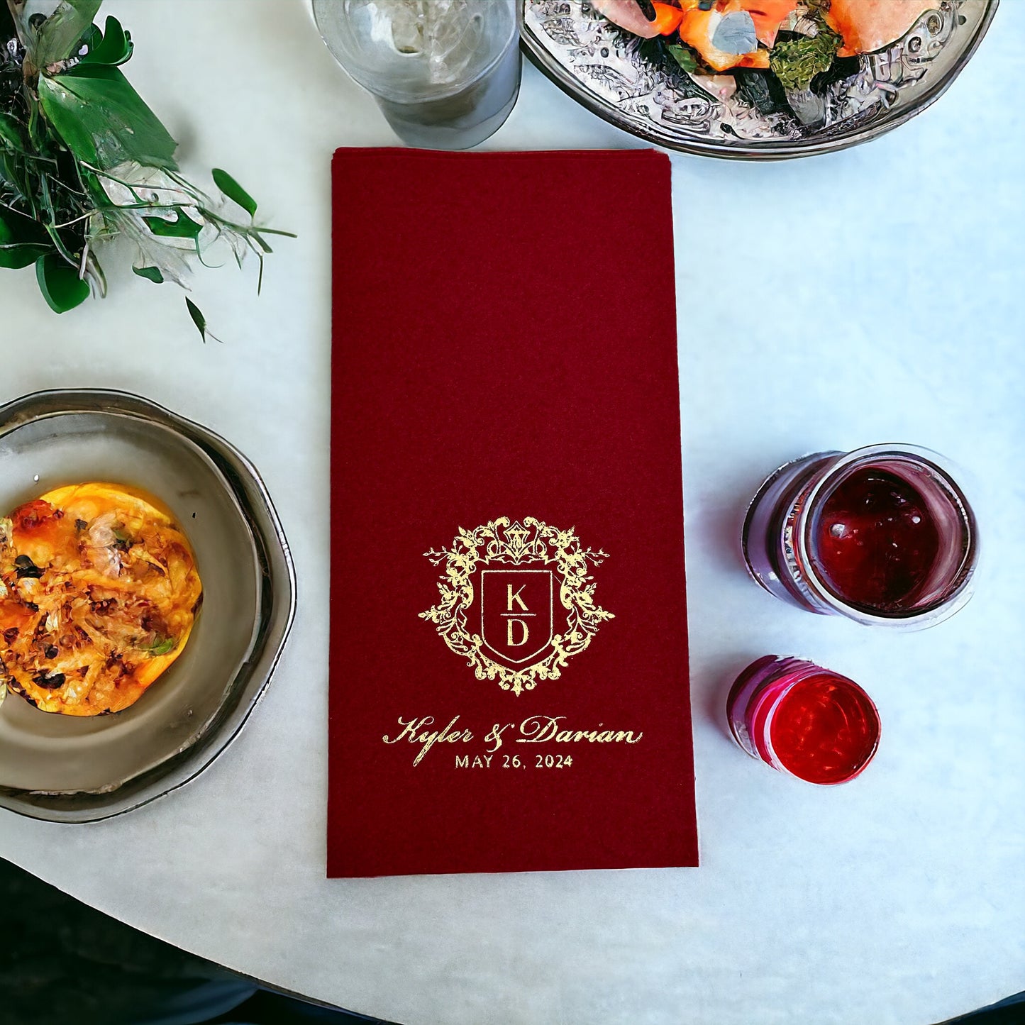 Two Letters Bookfold Napkins Personalized Wedding Napkins