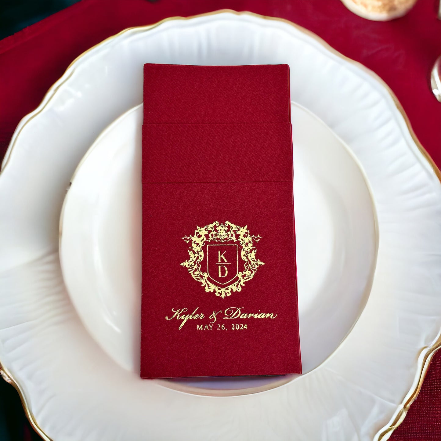 Personalized Pocket Wedding Napkins, Wedding, Feels Like Linen Monogram