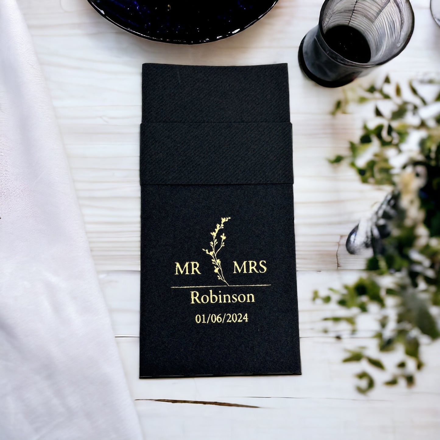 Personalized Pocket Wedding Napkins,MR MRS Wedding