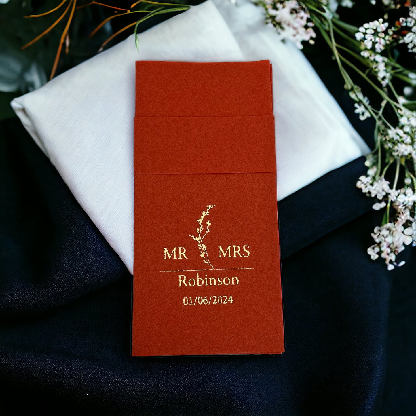 Personalized Pocket Wedding Napkins,MR MRS Wedding
