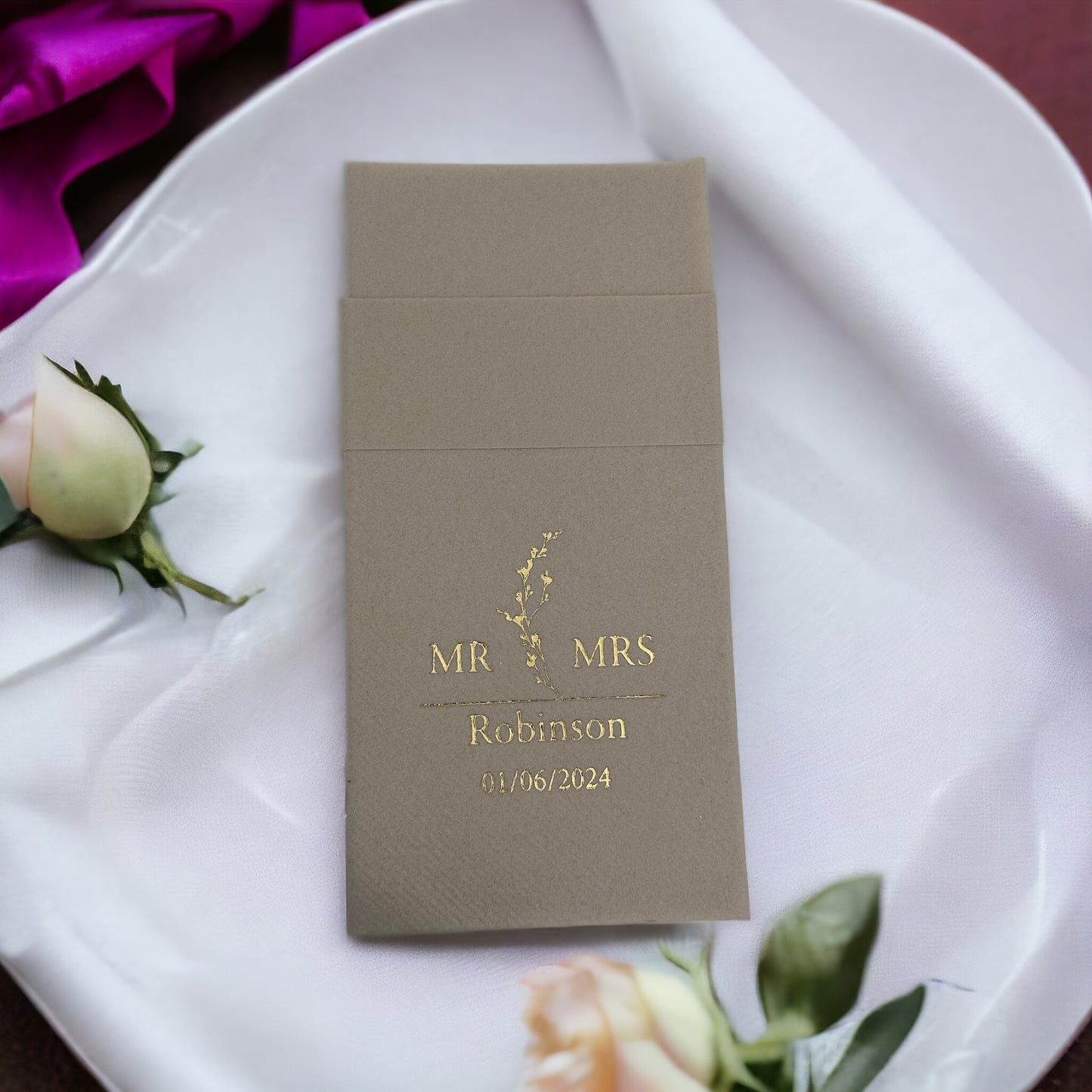 Personalized Pocket Wedding Napkins,MR MRS Wedding