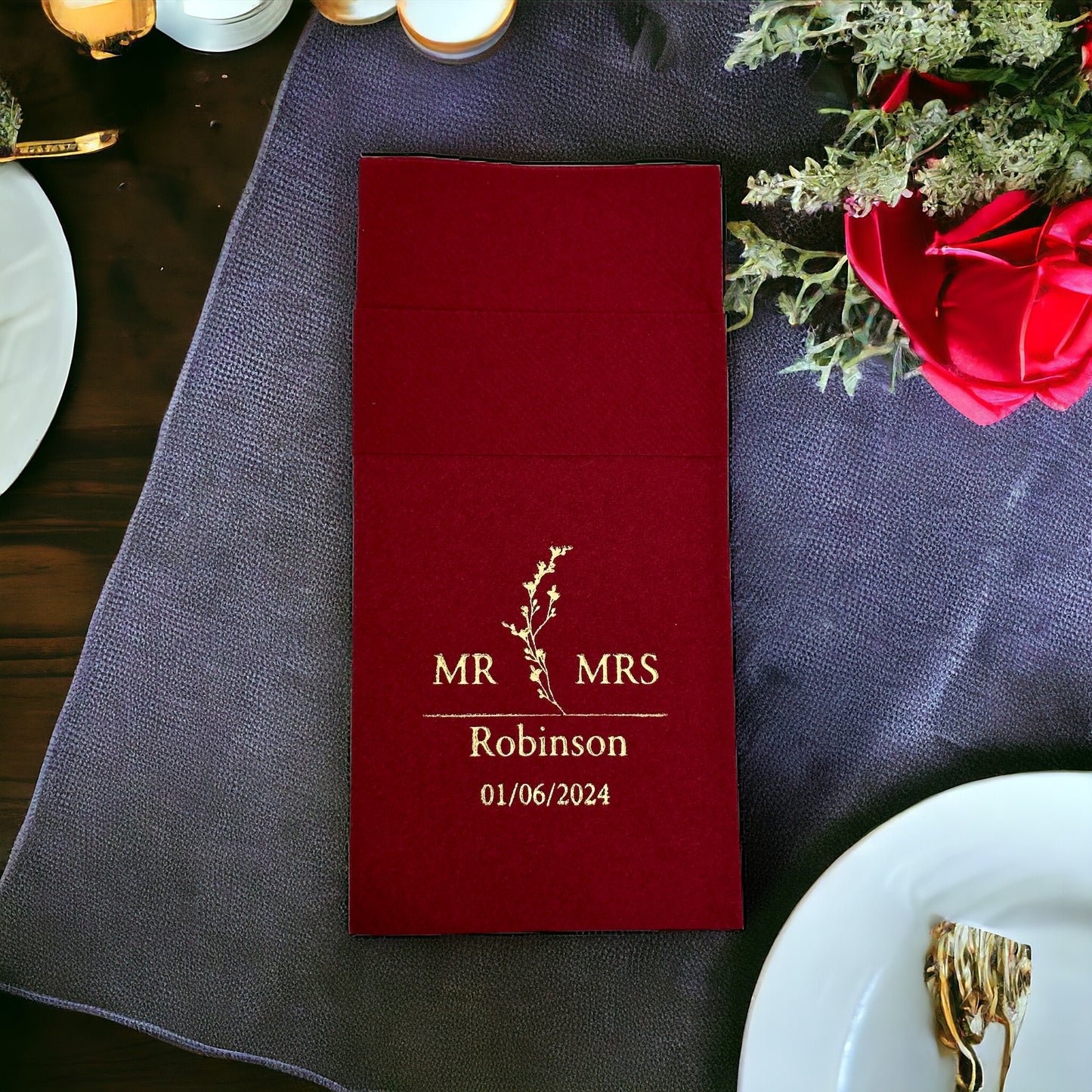 Personalized Pocket Wedding Napkins,MR MRS Wedding