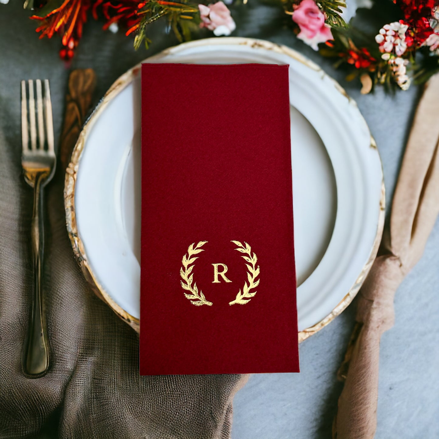 One Letter with Crown Personalized Wedding Napkins