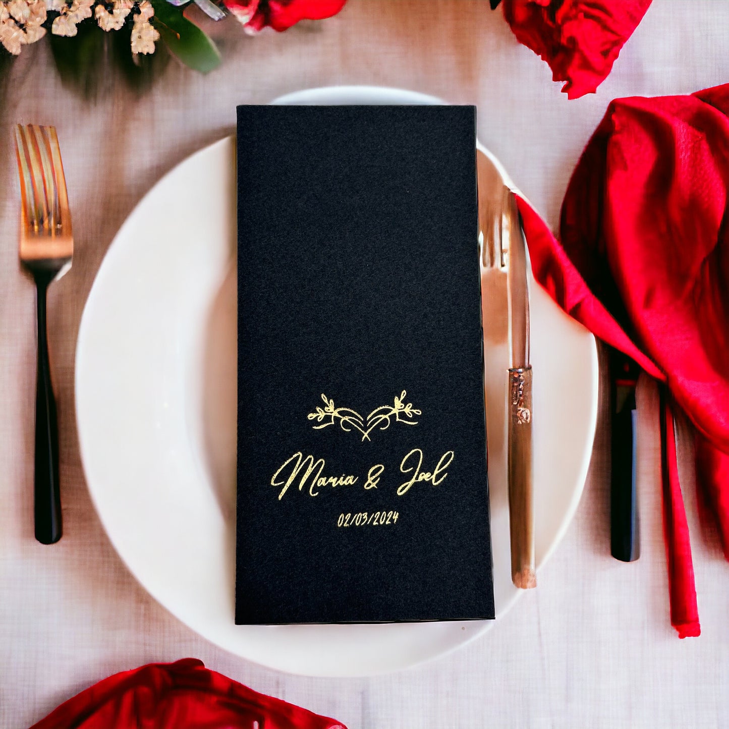 Bookfold Personalized Crown Wedding Pocket Napkins