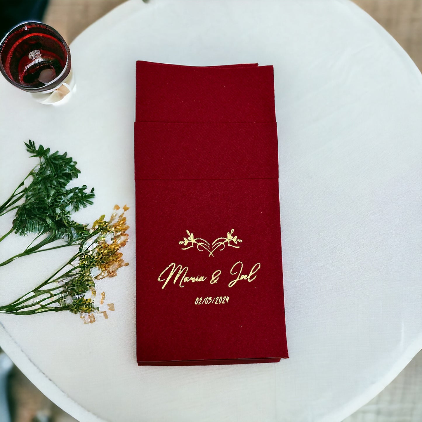 Personalized Wedding Pocket Napkins, Wedding, Fabric Textured and Feels Like Linen, Servietten