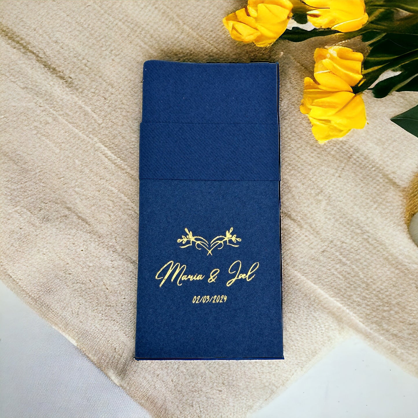 Personalized Wedding Pocket Napkins, Wedding, Fabric Textured and Feels Like Linen, Servietten