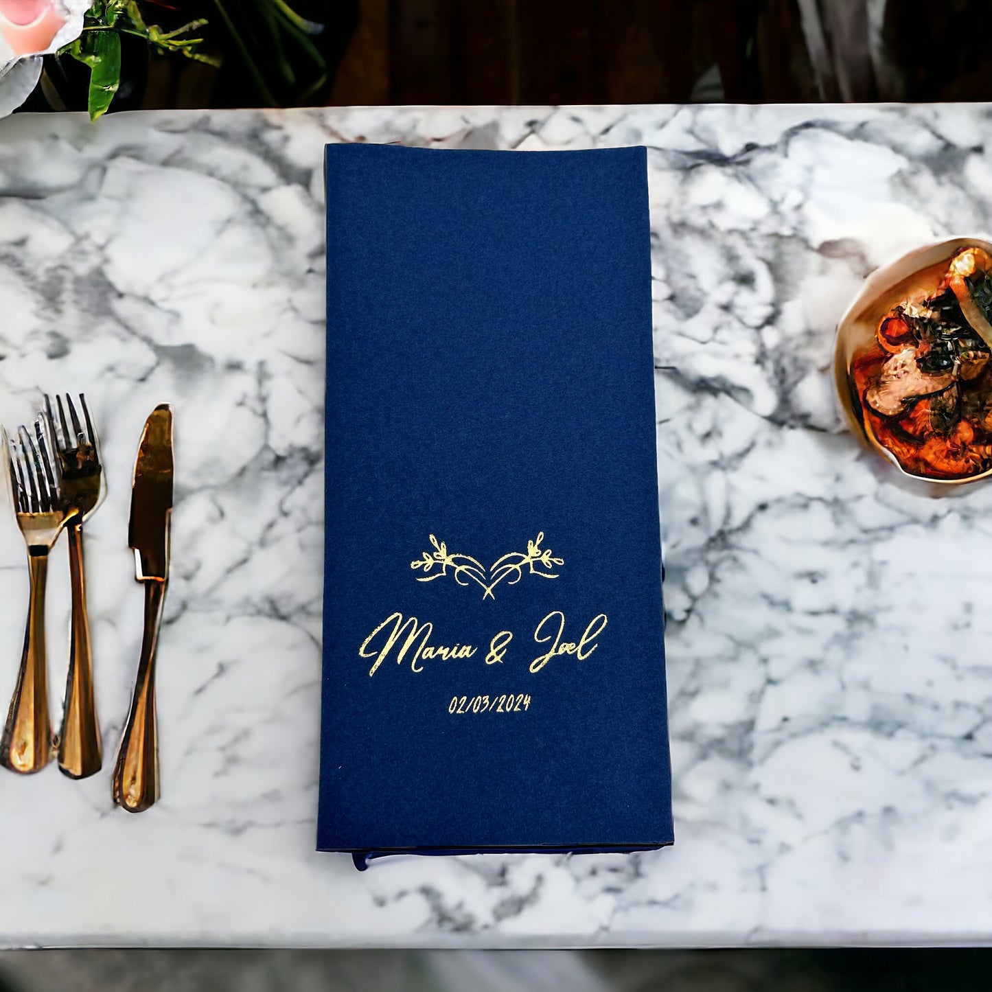 Bookfold Personalized Crown Wedding Pocket Napkins