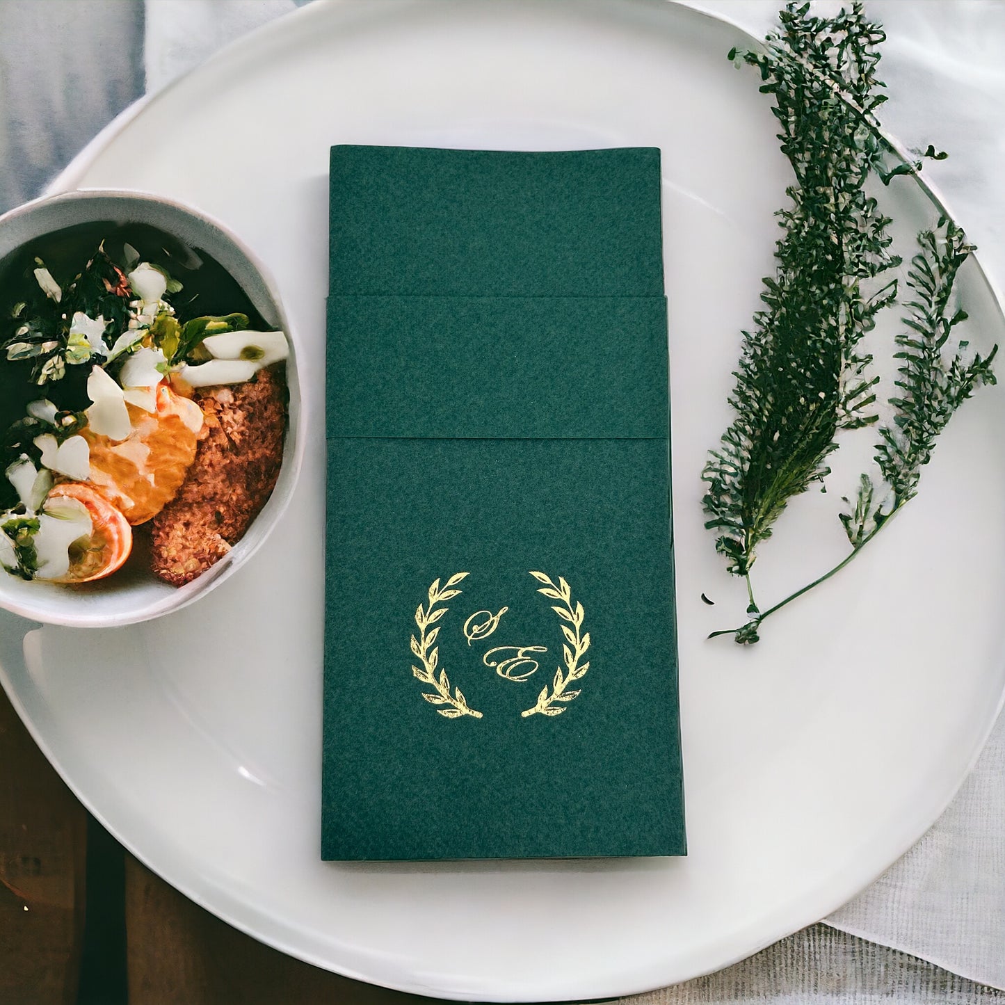 Personalized Wedding Pocket Napkins, with Letters and Branch
