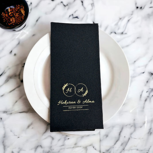 Personalized Wedding Napkins with Letters and Names, Linen Like