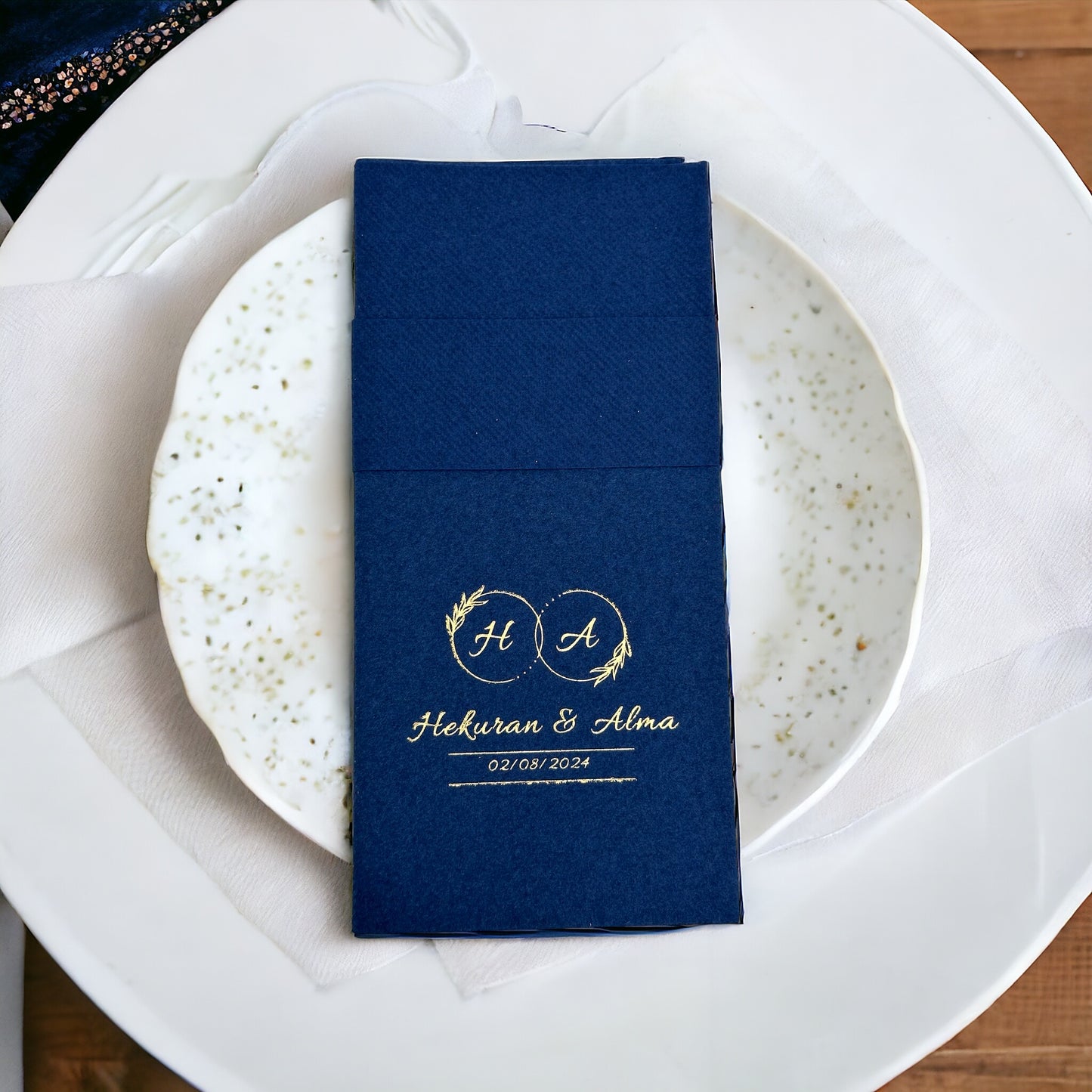 Personalized Pocket Wedding Napkins with Names and Letters