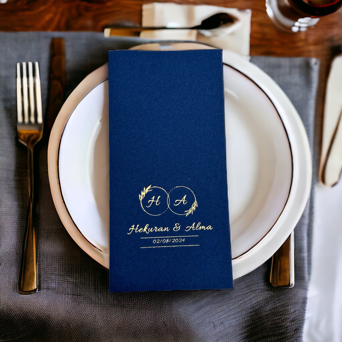 Personalized Wedding Napkins with Letters and Names, Linen Like