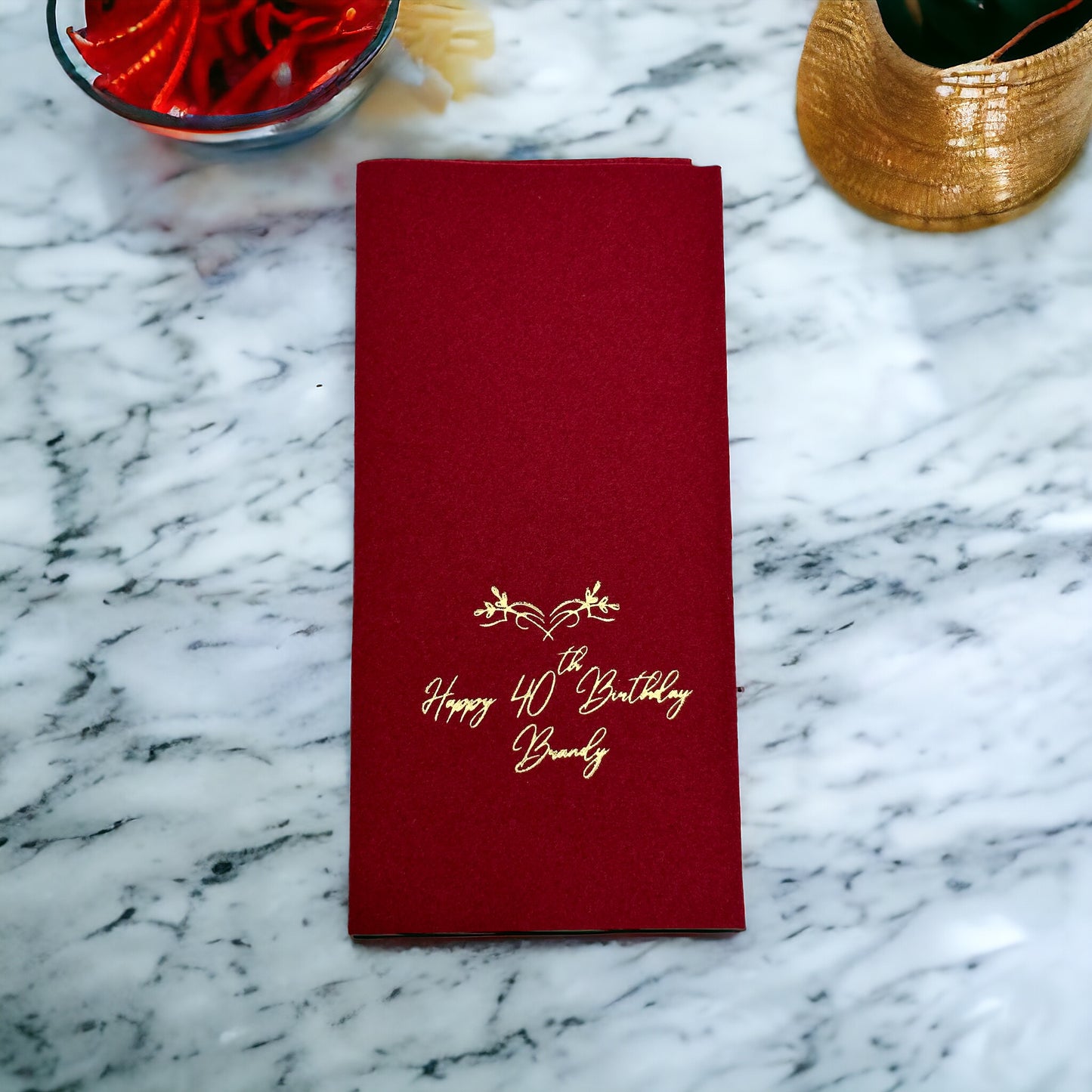 Bookfold Monogram Crown Birthday Napkin, Linen Like Custom Napkin