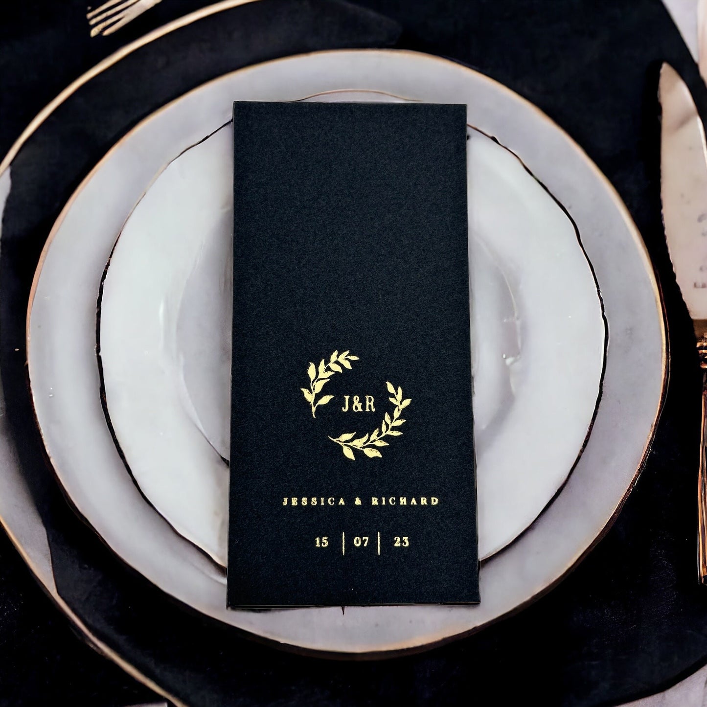 Personalized Wedding Napkins with Branch, Linen Like